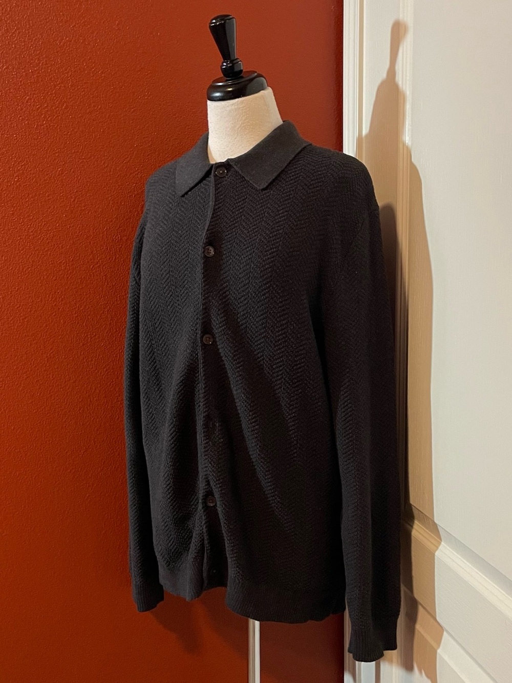 NN07 Men’s Classic Nolan Button Up Textured Organic Cotton Knit Slouchy Cardigan
